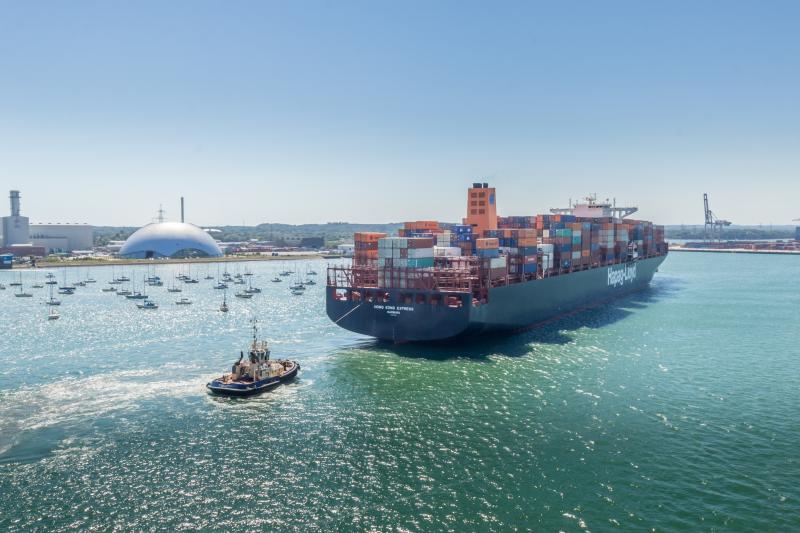 Port of Southampton container ship on Southampton Water